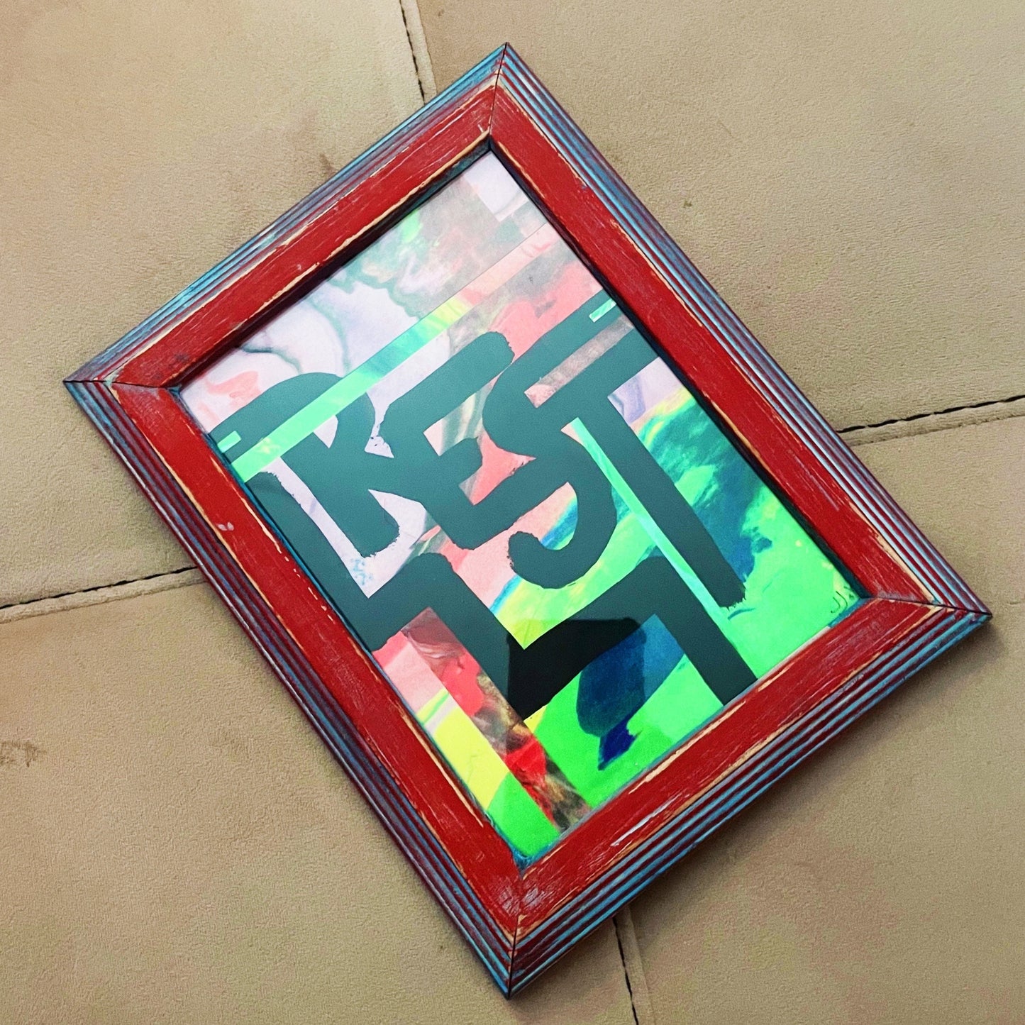 Custom Framed REST • Multimedia Art Print • Anti-Capitalist Art • Rest Is Resistance • Upcycled Frame