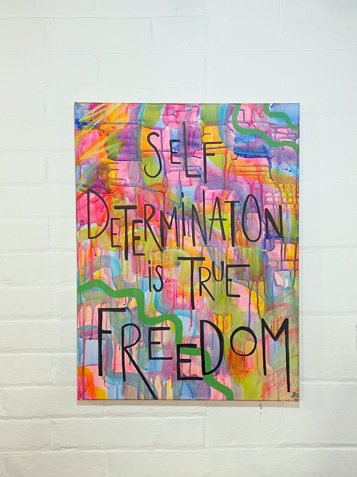Self Determination Is True Freedom • Original Painting • Typography Painting • Liberation Art • Original Queer Art • Maximalist Decor