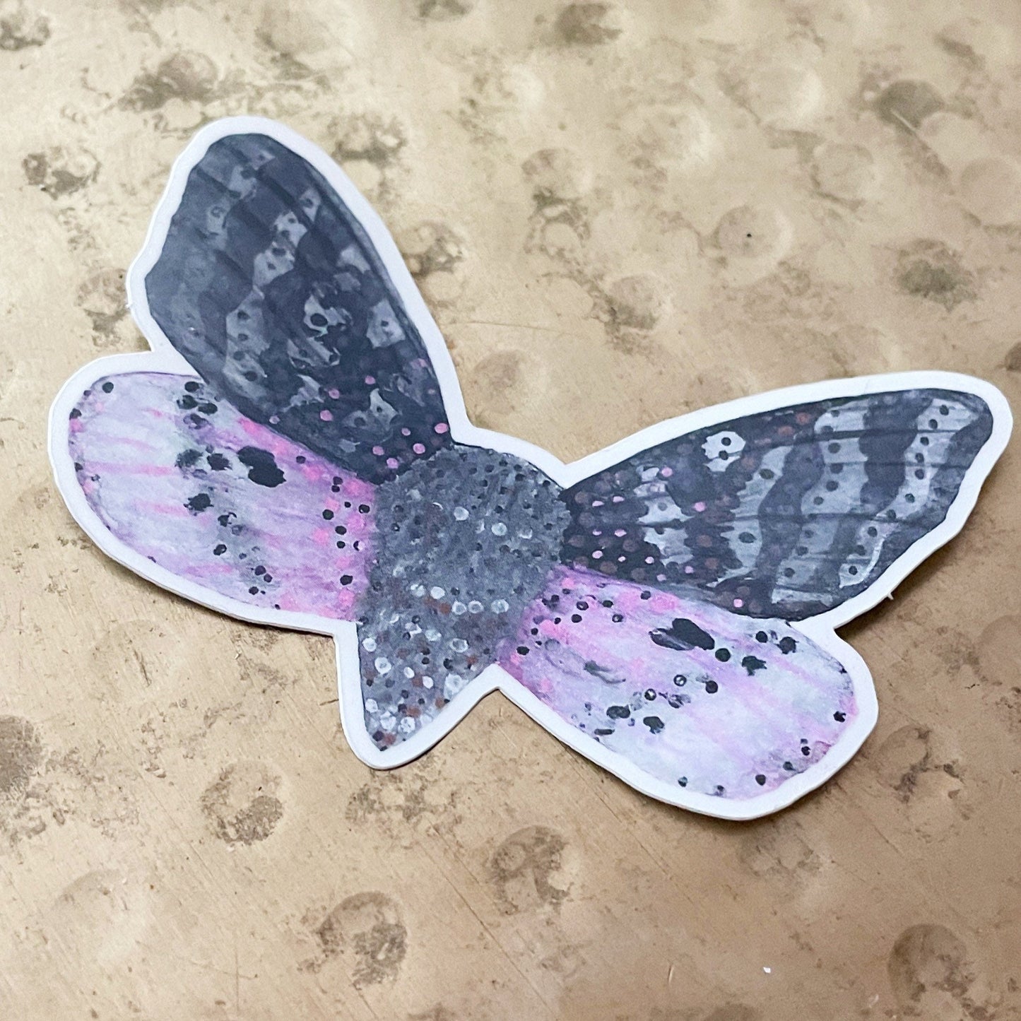 Pink and Grey Moth Vinyl Sticker Decal • Moth Sticker • Laptop Decal • Water Bottle Sticker