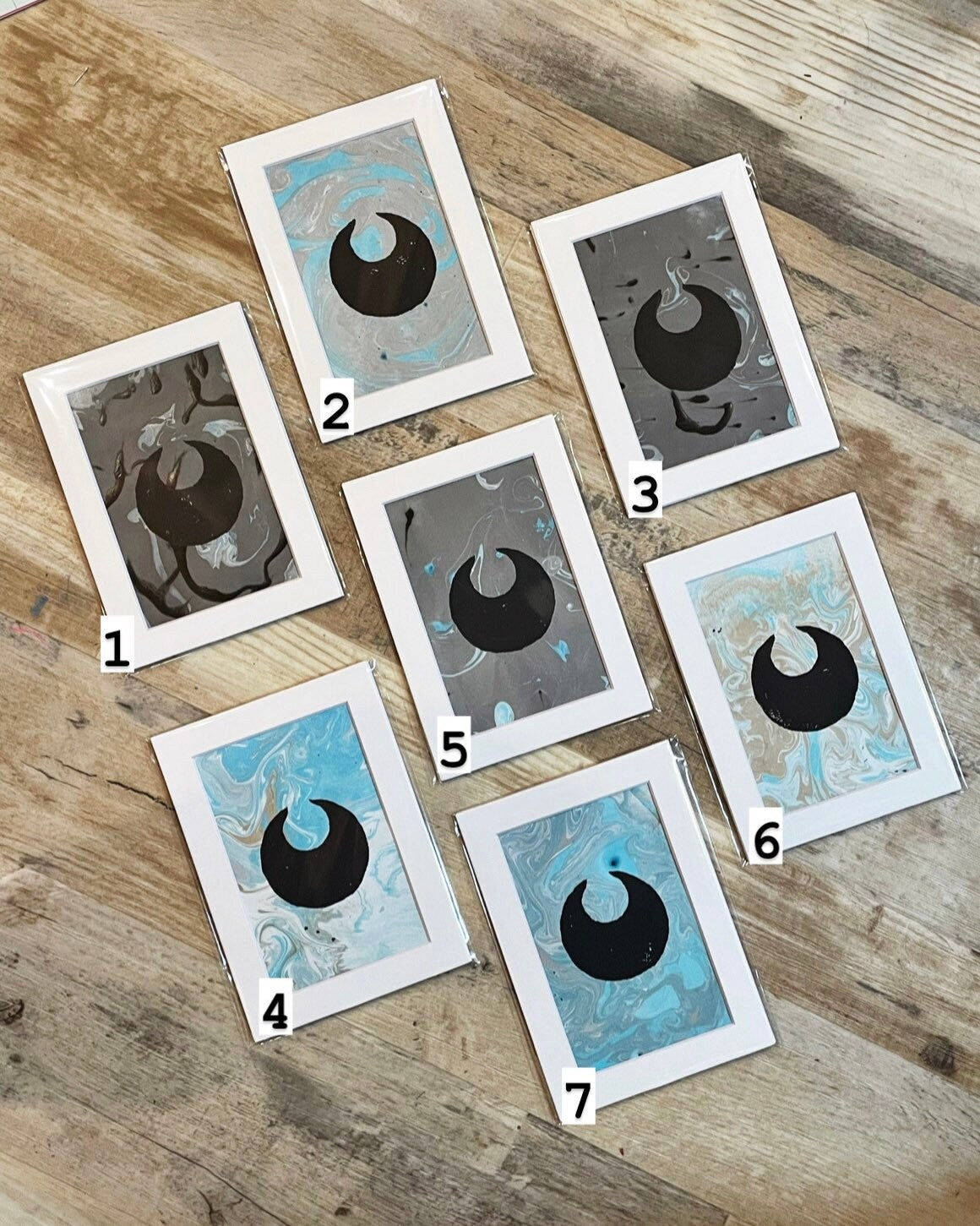 Matted Dark Energy Block Print • Pokémon TCG Dark Energy • Crescent Moon Art • Pokémon Gift For Him For Her For Them