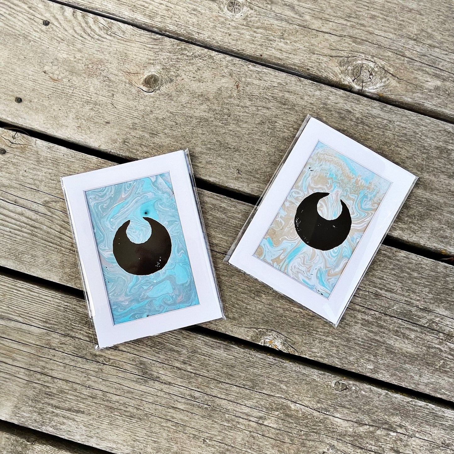 Matted Dark Energy Block Print • Pokémon TCG Dark Energy • Crescent Moon Art • Pokémon Gift For Him For Her For Them