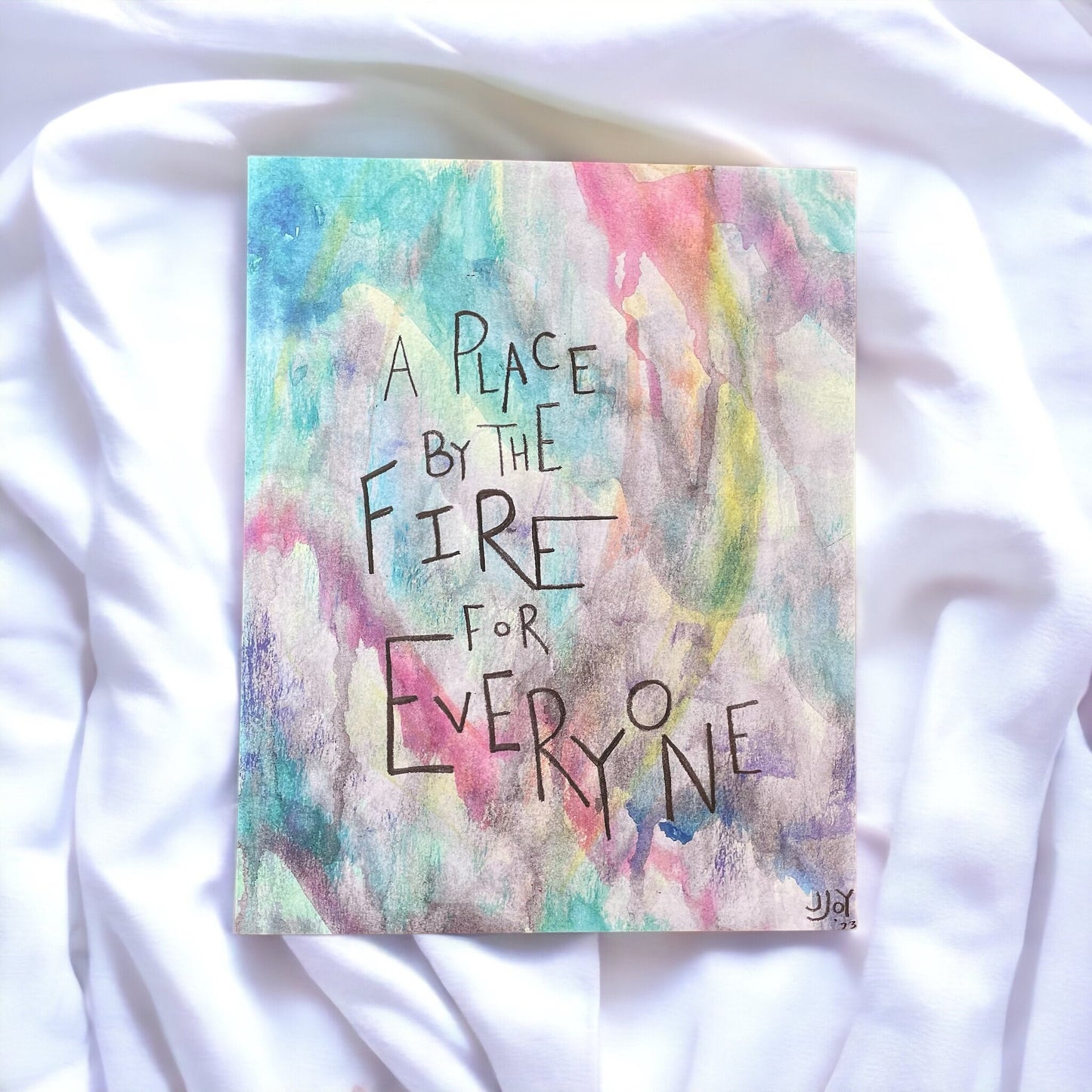 A Place By the Fire for Everyone Print • Highwomen Lyric Art • Abstract Art 8x10” • Maximalist Art • Watercolor Art • Queer Art  Lesbian Art