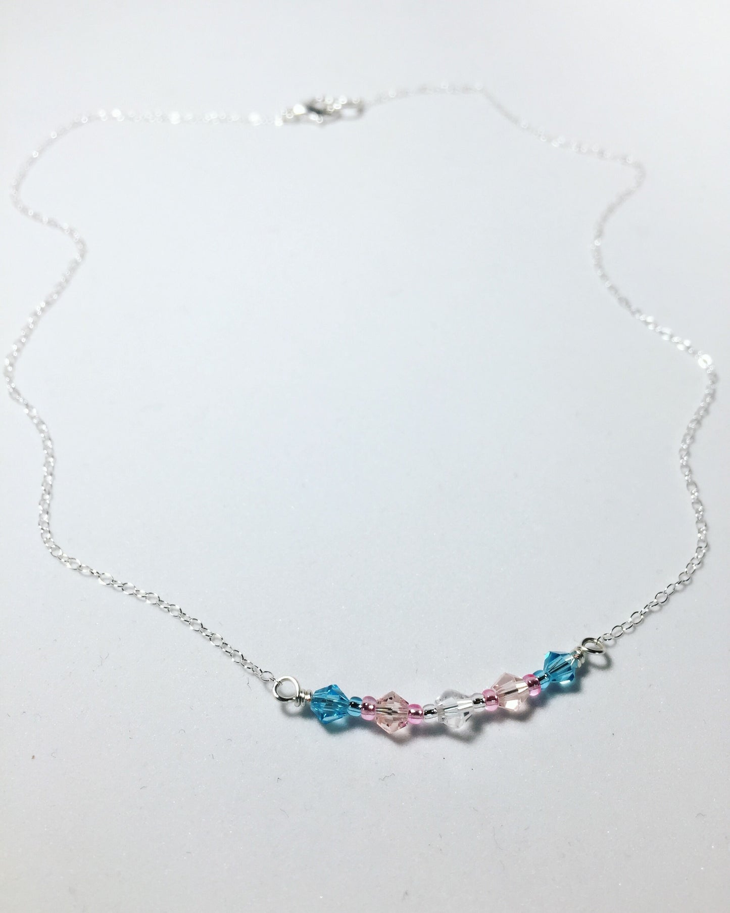 LGBTQ Pride Flag Crystal Bar Necklace • Sterling Silver • 18" • Transgender Bisexual Pansexual Rainbow Gay Asexual Flag Necklace • Queer