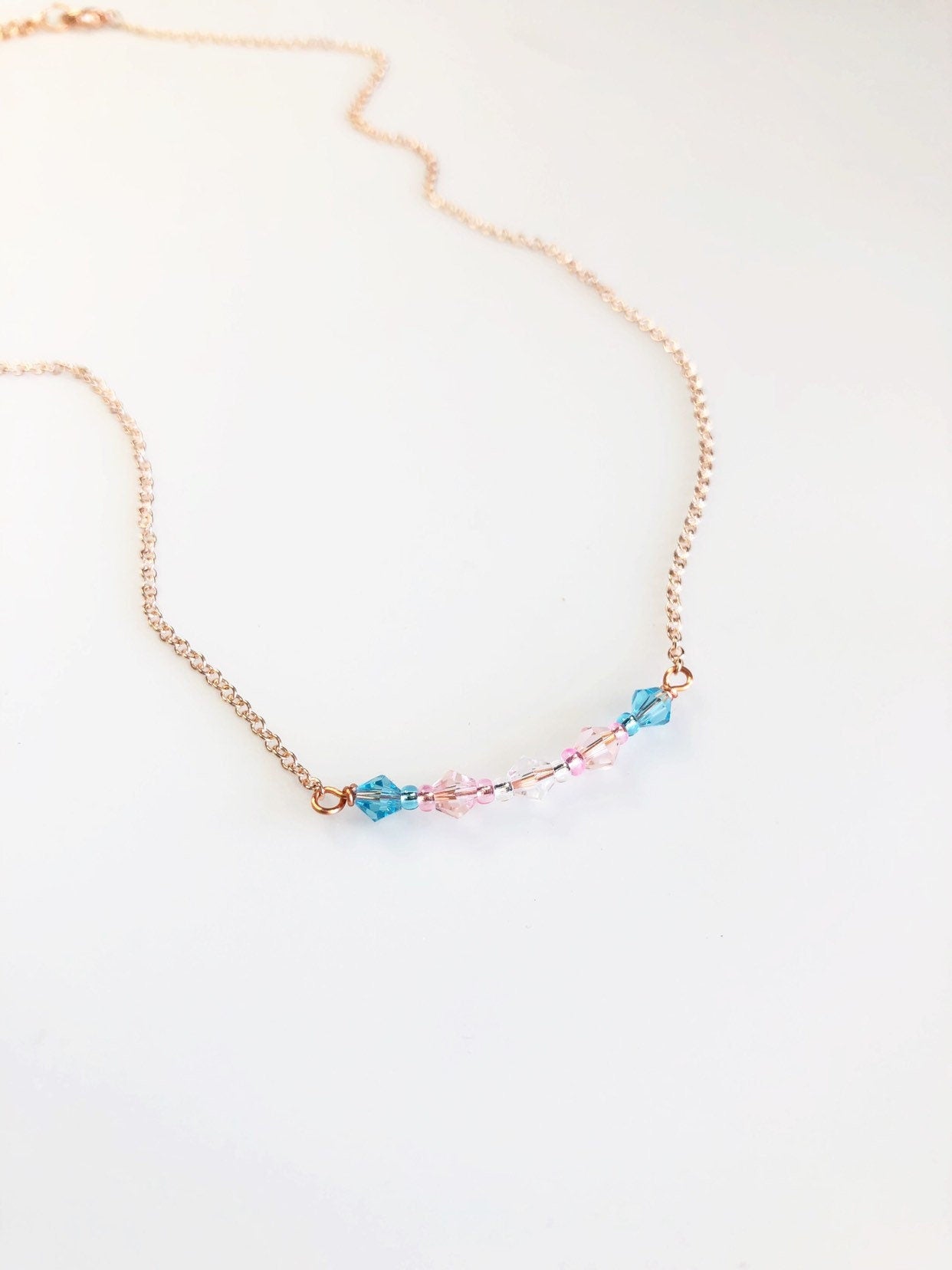 LGBTQ Pride Flag Crystal Bar Necklace • Sterling Silver • 18" • Transgender Bisexual Pansexual Rainbow Gay Asexual Flag Necklace • Queer