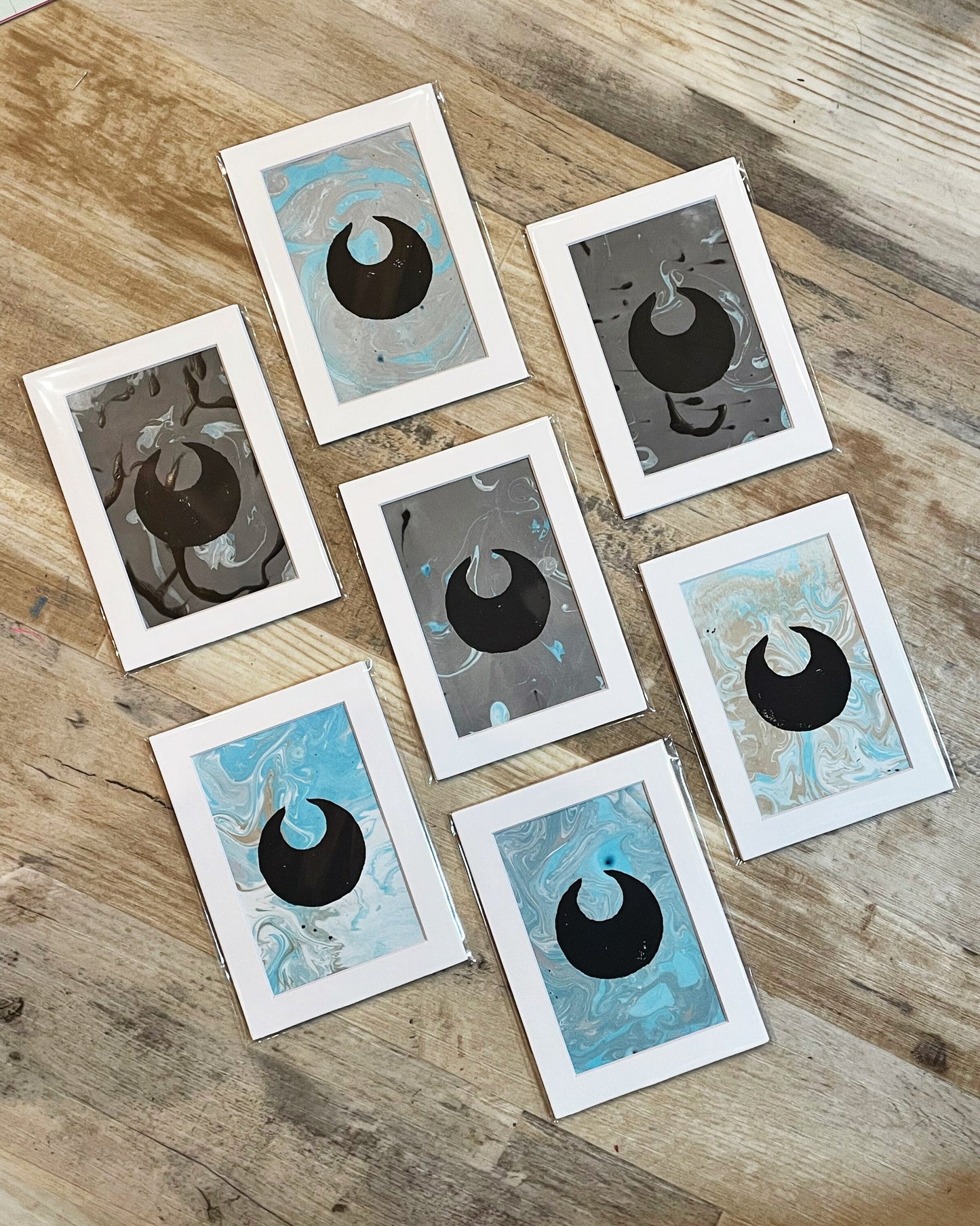Matted Dark Energy Block Print • Pokémon TCG Dark Energy • Crescent Moon Art • Pokémon Gift For Him For Her For Them