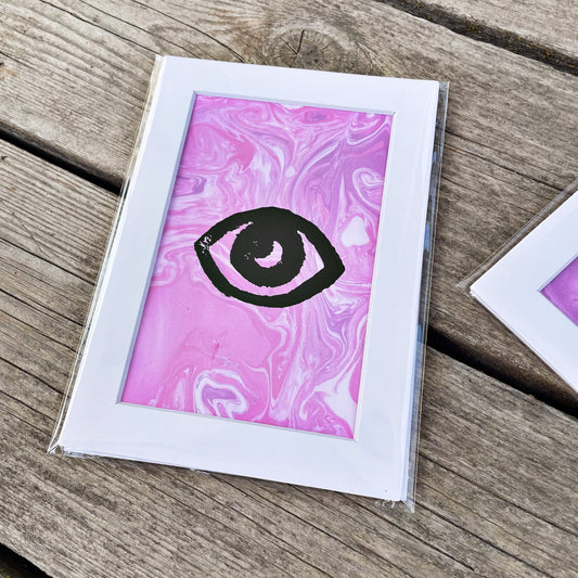 Matted Psychic Energy Block Print • Pokémon TCG Psychic Energy • Evil Eye Art • Pokémon Gift For Him For Her • Wall Decor • Home Decor