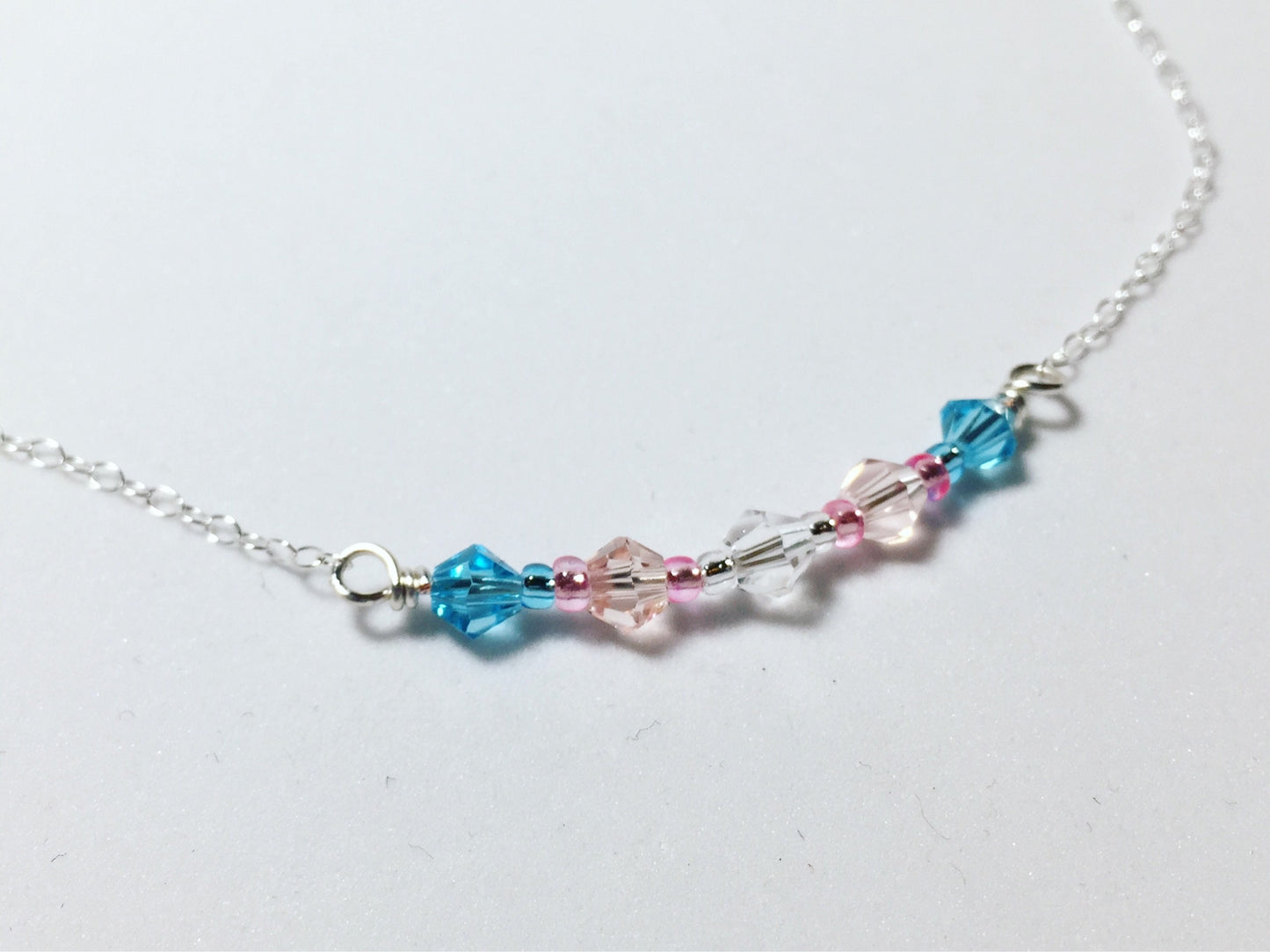 LGBTQ Pride Flag Crystal Bar Necklace • Sterling Silver • 18" • Transgender Bisexual Pansexual Rainbow Gay Asexual Flag Necklace • Queer
