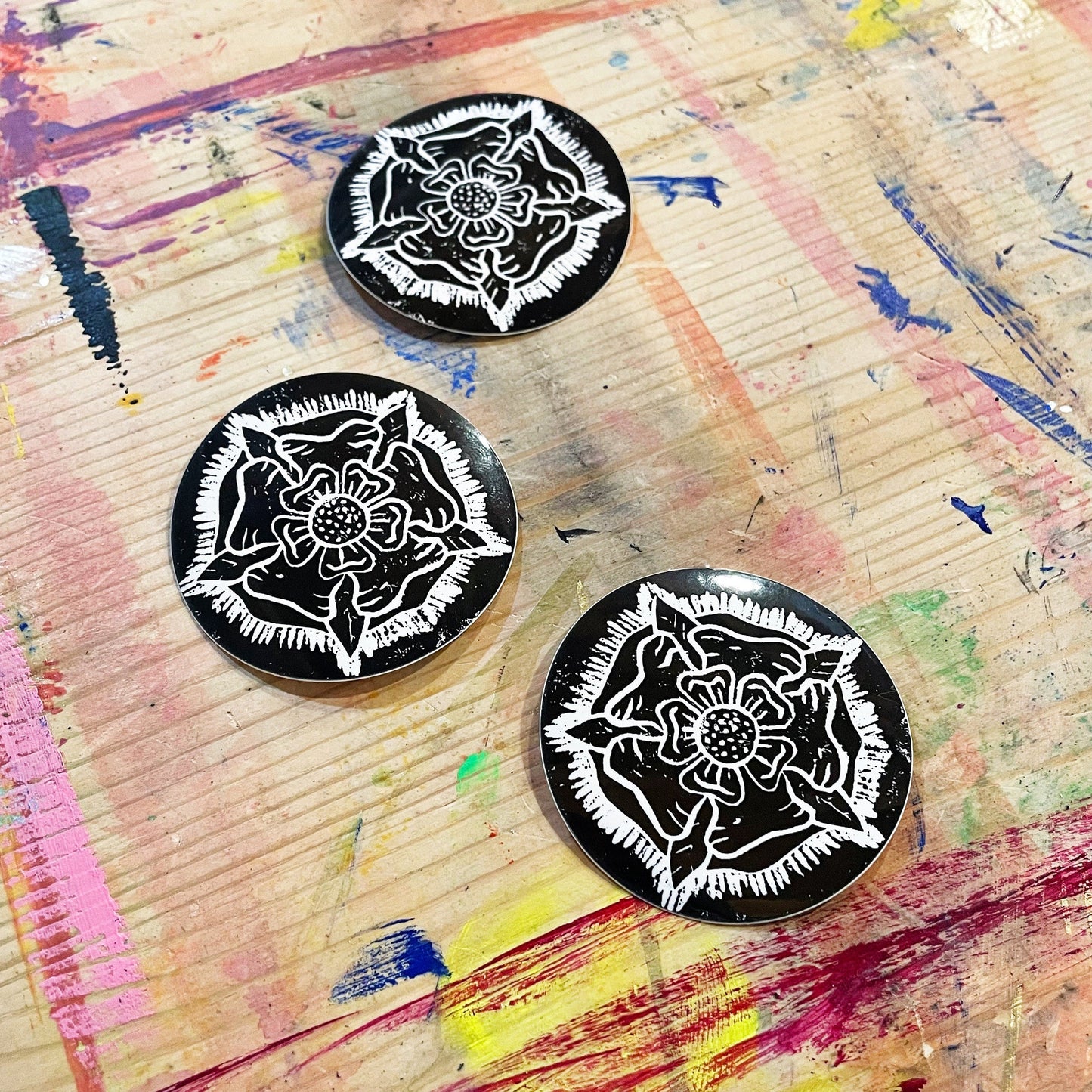 Block Cut Rose Vinyl Sticker • Tudor Rose Sticker • Laptop Water Bottle Sticker • Weatherproof Sticker