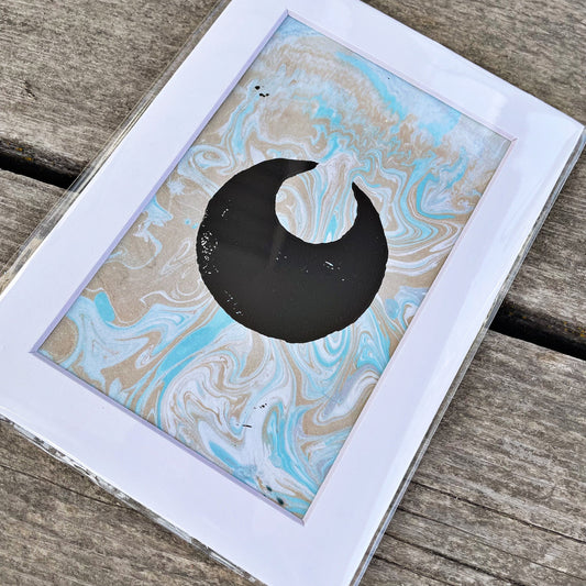 Matted Dark Energy Block Print • Pokémon TCG Dark Energy • Crescent Moon Art • Pokémon Gift For Him For Her For Them