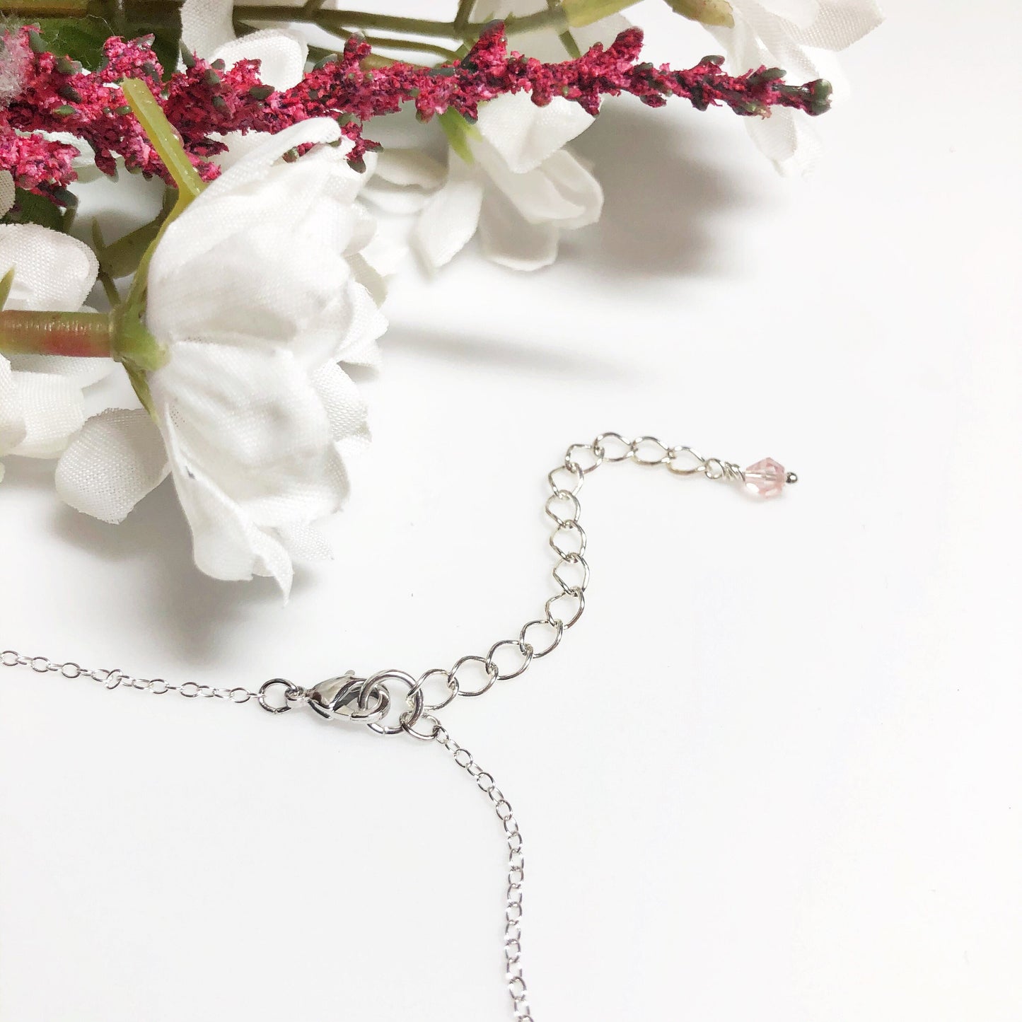 Demi-Girl Pride Flag Crystal Necklace • Grey Blue White Quartz • Solid Sterling Silver Chain • LGBTQ Jewelry • Queer Babe • Enby Transgender