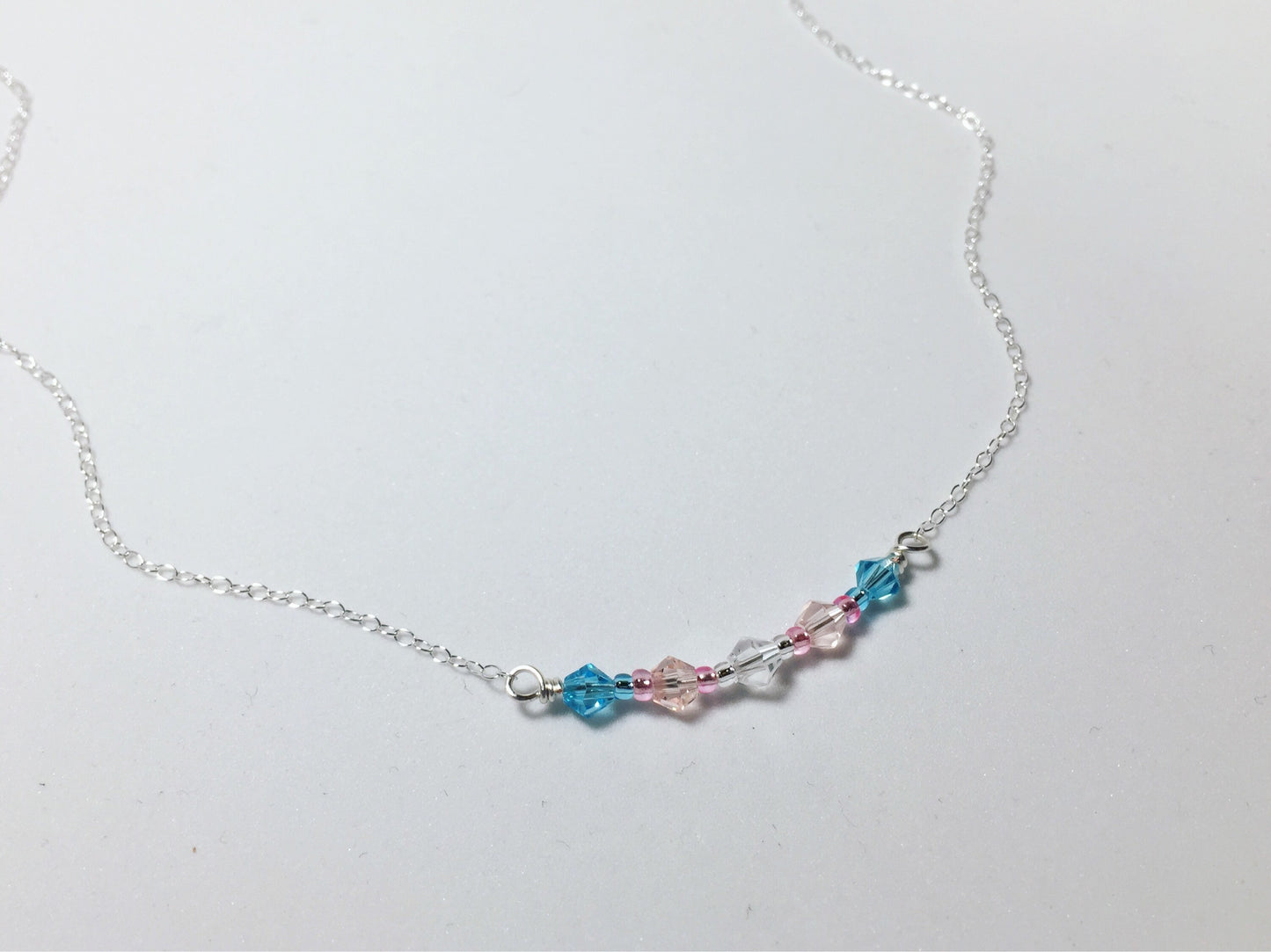 LGBTQ Pride Flag Crystal Bar Necklace • Sterling Silver • 18" • Transgender Bisexual Pansexual Rainbow Gay Asexual Flag Necklace • Queer