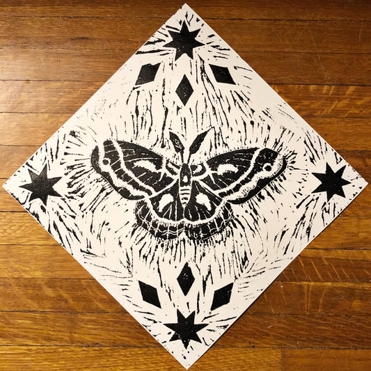 Cecropia Moth Block Print • Moth Wall Art • Geometric Nature Art