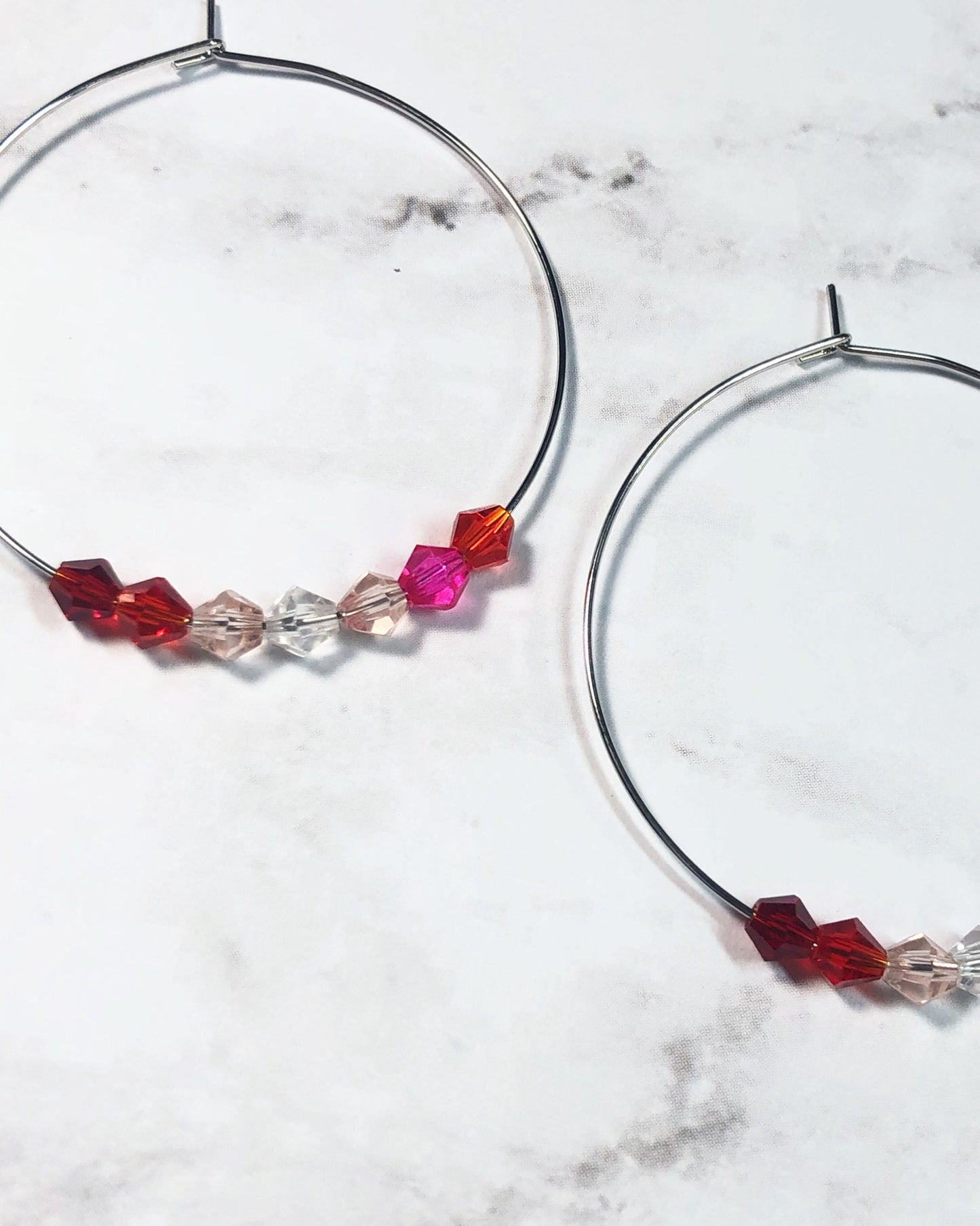 Rainbow Crystal Hoop Pride Flag Earrings • Rainbow Flag • Transgender Flag • Pansexual Flag • Bisexual Flag • LBGTQ+