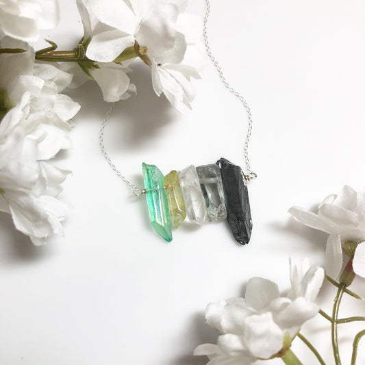 Aromantic Pride Flag Crystal Necklace • Ace  Aromantic Jewelry • Solid Sterling Silver Chain • LGBTQ Jewelry • Queer Babe • Ace Babe