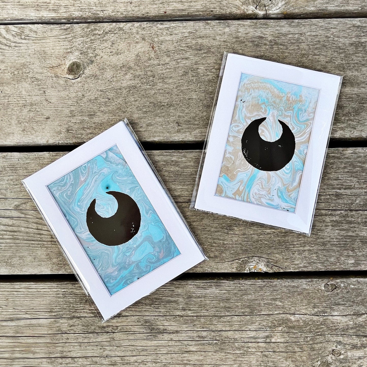 Matted Dark Energy Block Print • Pokémon TCG Dark Energy • Crescent Moon Art • Pokémon Gift For Him For Her For Them