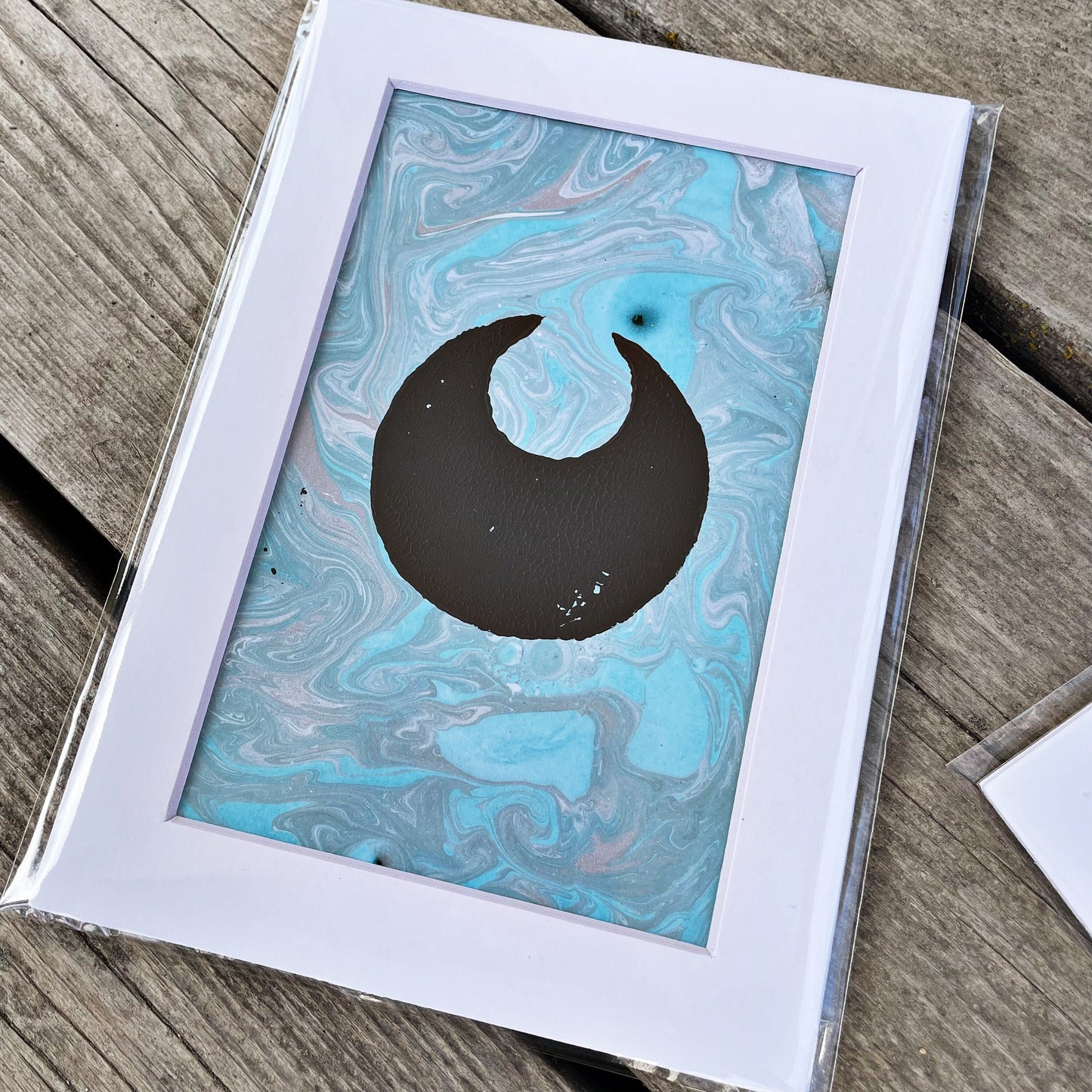 Matted Dark Energy Block Print • Pokémon TCG Dark Energy • Crescent Moon Art • Pokémon Gift For Him For Her For Them