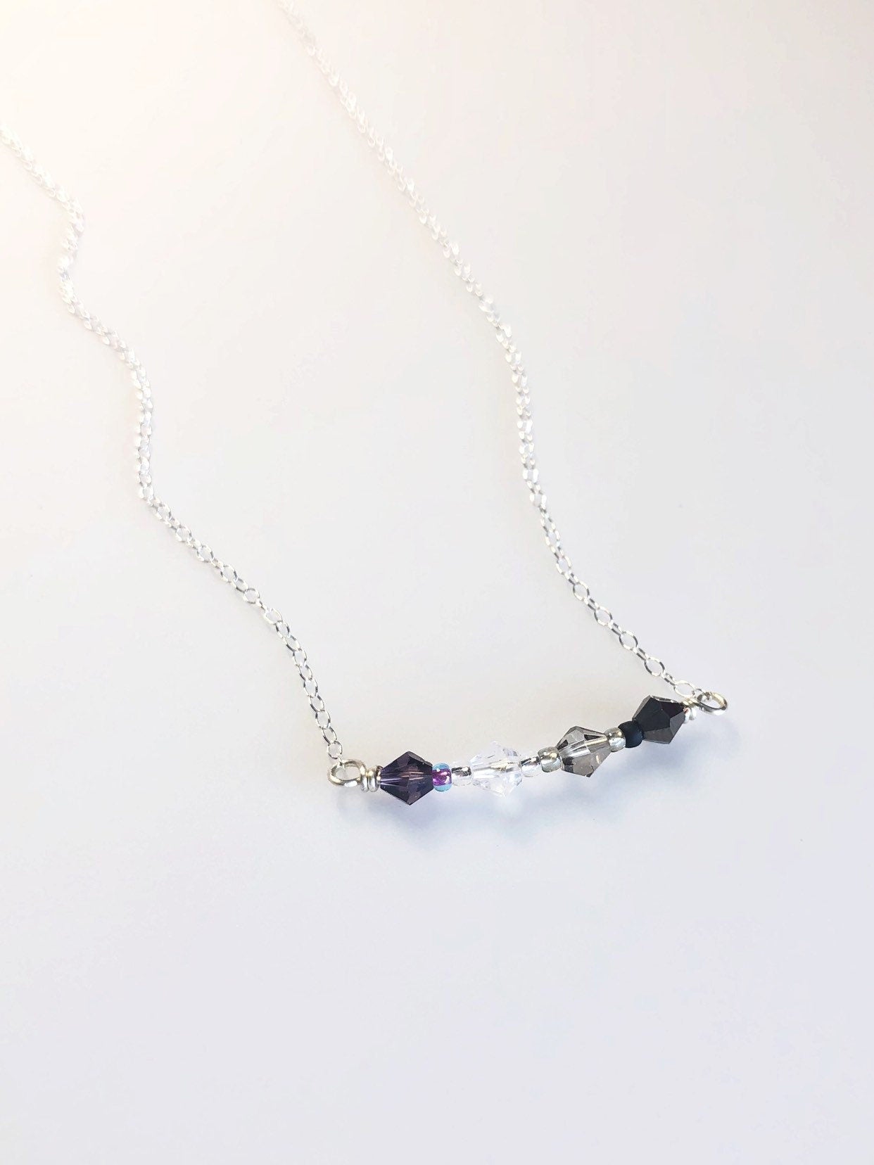 LGBTQ Pride Flag Crystal Bar Necklace • Sterling Silver • 18" • Transgender Bisexual Pansexual Rainbow Gay Asexual Flag Necklace • Queer