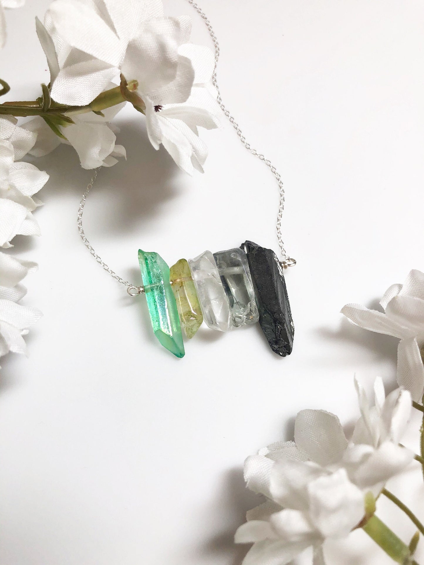 Aromantic Pride Flag Crystal Necklace • Ace  Aromantic Jewelry • Solid Sterling Silver Chain • LGBTQ Jewelry • Queer Babe • Ace Babe