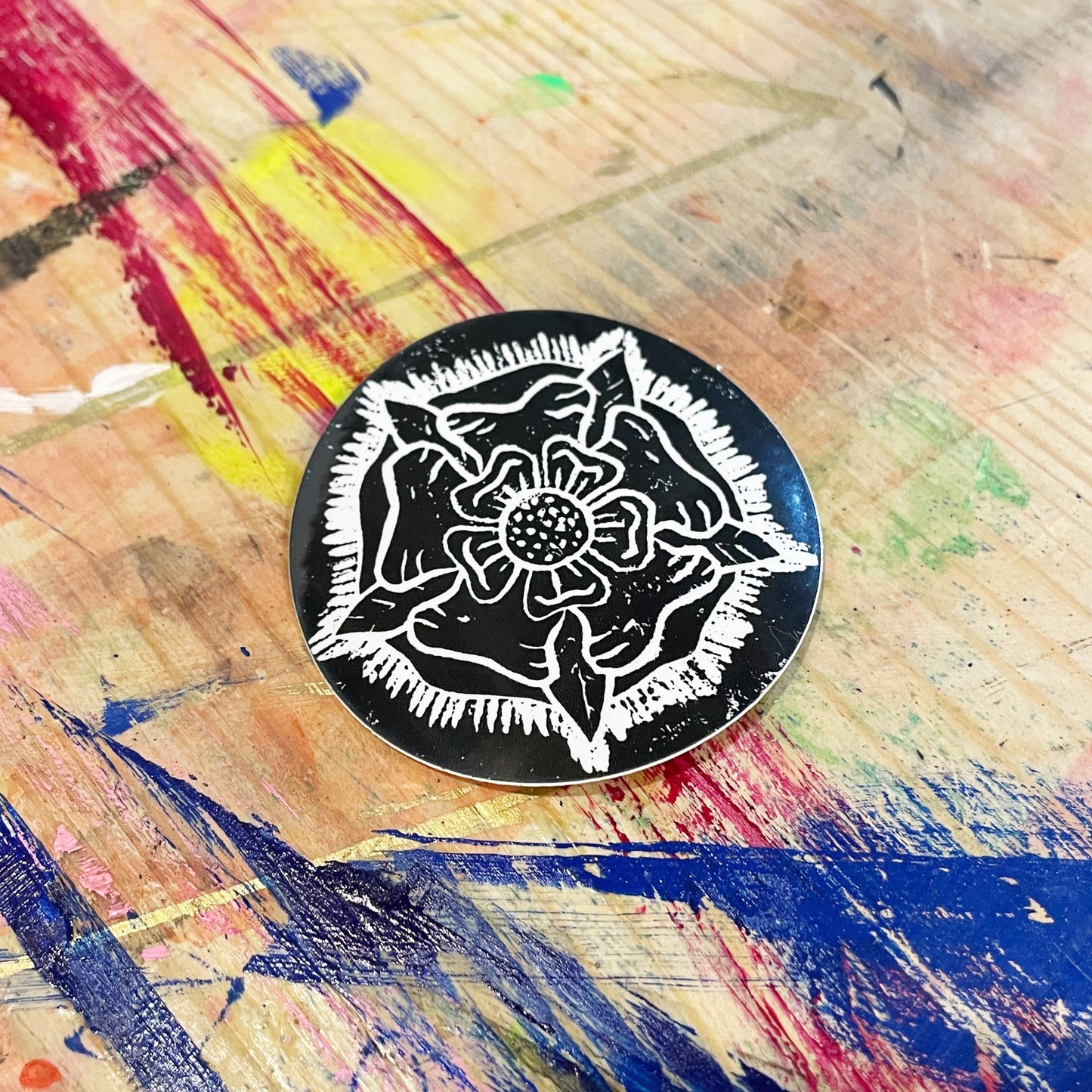 Block Cut Rose Vinyl Sticker • Tudor Rose Sticker • Laptop Water Bottle Sticker • Weatherproof Sticker